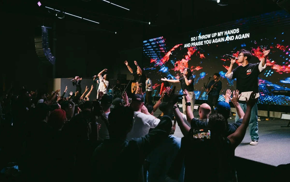 Worship at a Hillsong Bali Sunday service